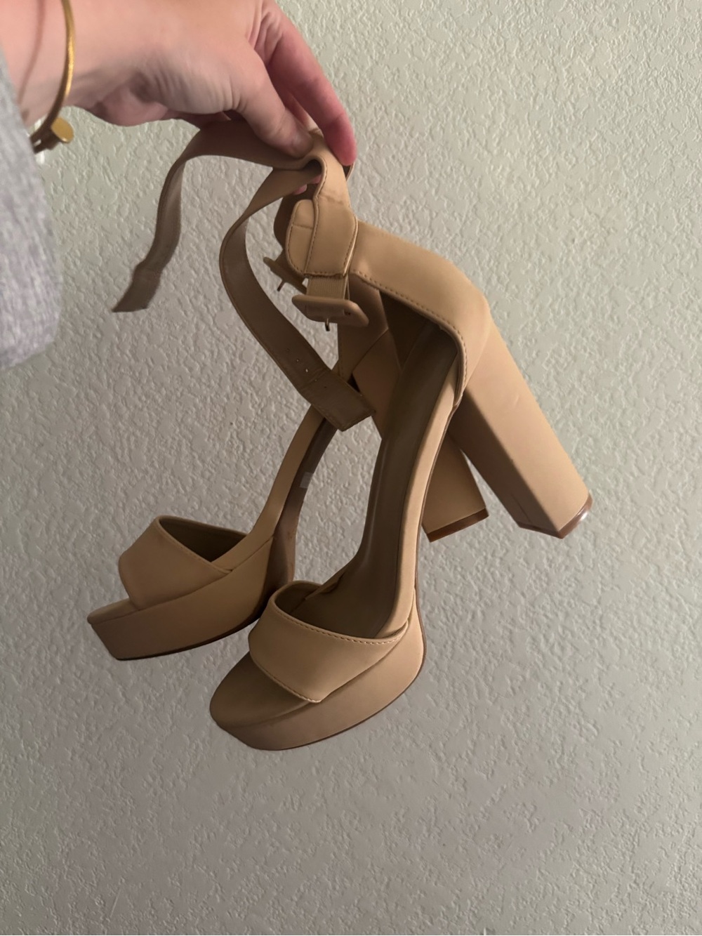 Dream Pairs Tan Platform Block Heel Sandals with Ankle Tie